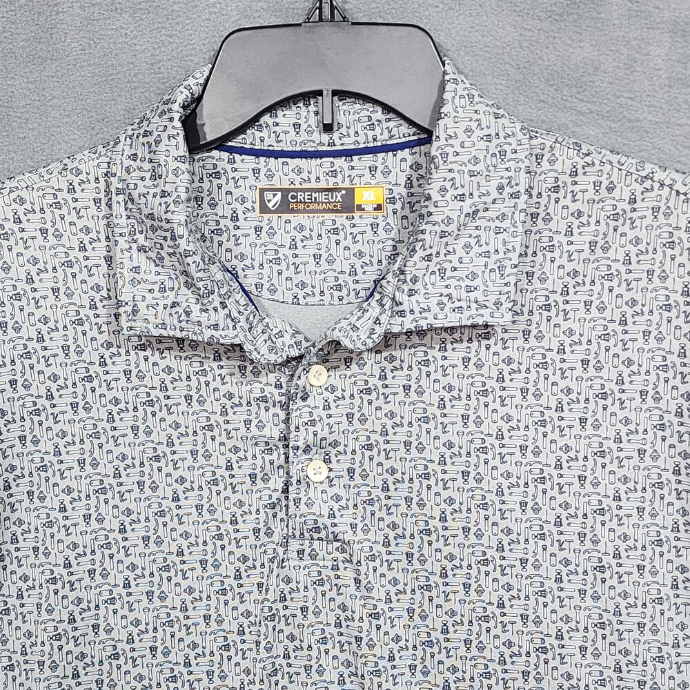 Cremieux Performance Polo XL Tool Print Dad Shirt Handyman Gray - Picture 3 of 7
